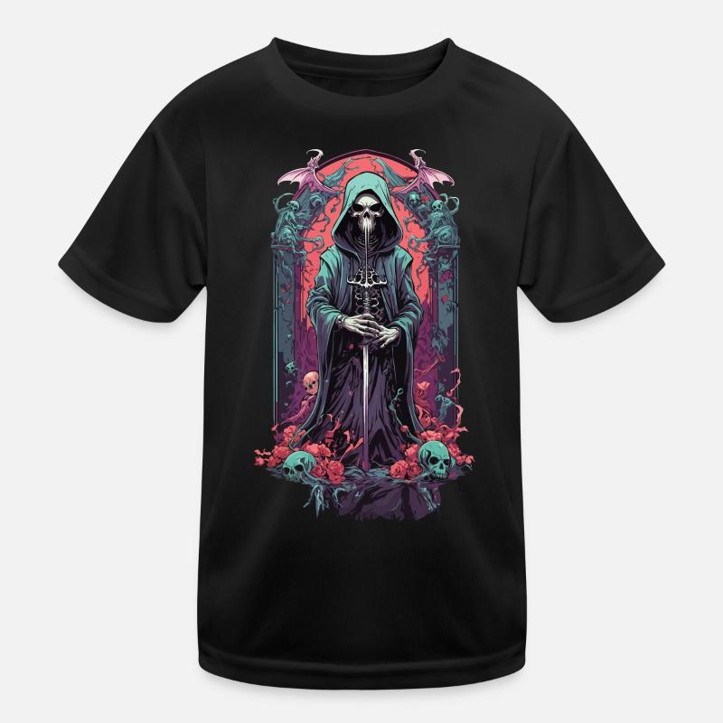 Gothic Grim Reaper Pastell Sensenmann Design Kinder Funktions-T-Shirt
