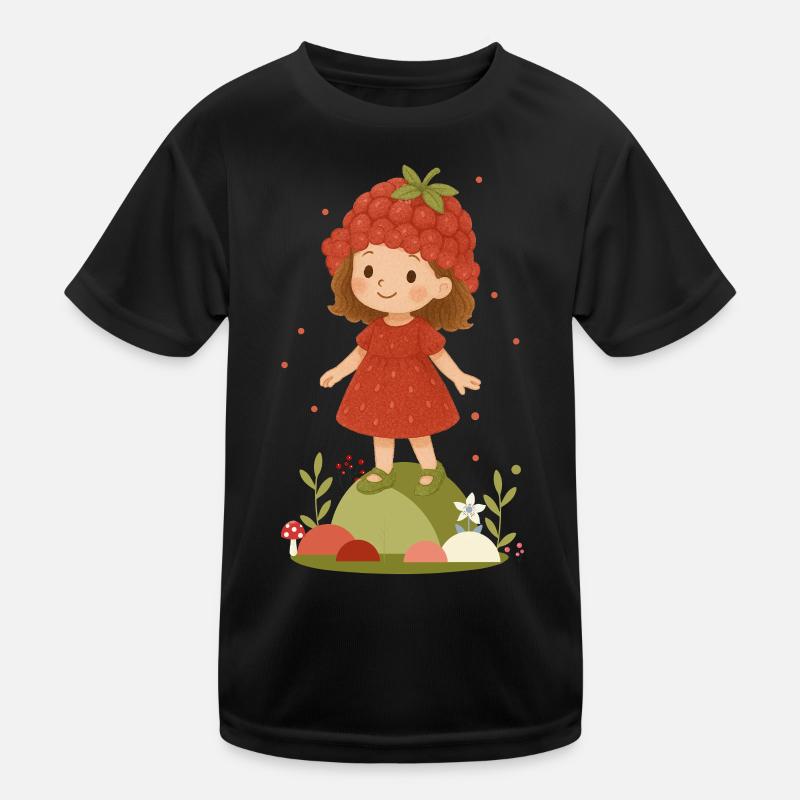Süßes Himbeer-Mädchen Illustration Kinder Funktions-T-Shirt