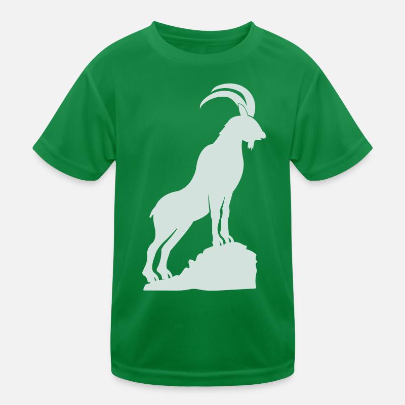 Steinbock Silhouette Berggipfel Kinder Funktions-T-Shirt