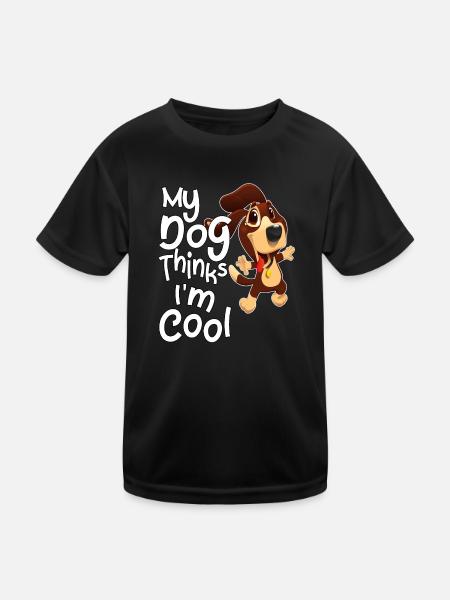 Mon chien pense que je suis cool - T-shirt sport Enfant - noir - Devant