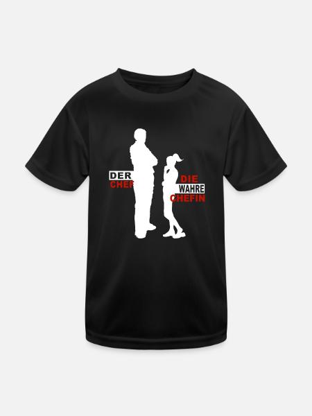 Der Chef die wahre Chefin Papa & Tochter - Kinder Funktions-T-Shirt - Schwarz - Vorne
