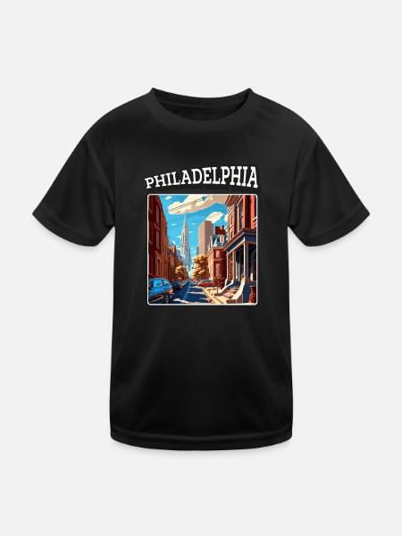 Design rétro vintage de Philadelphie - T-shirt sport Enfant - noir - Devant