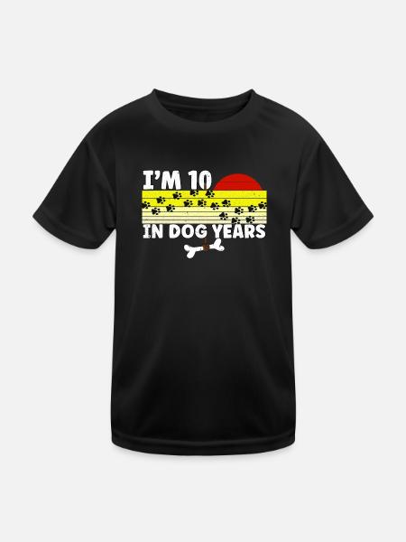 J’ai 10 ans en années de chien - T-shirt sport Enfant - noir - Devant