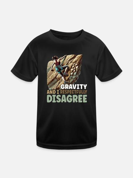 La gravité et moi ne sommes pas d’accord - Climbin Free Climbing Bou - T-shirt sport Enfant - noir - Devant