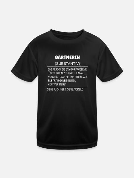 Wörterbuch Erklärung Gärtnerin Held, Genie Vorbild - Kinder Funktions-T-Shirt - Schwarz - Vorne
