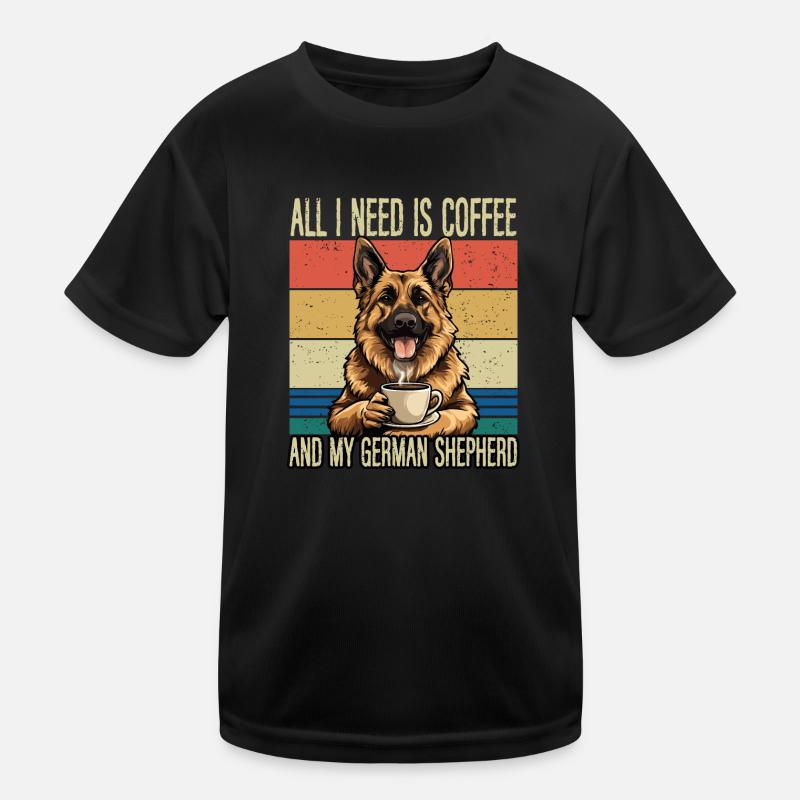 Le café et mon berger allemand T-shirt sport Enfant