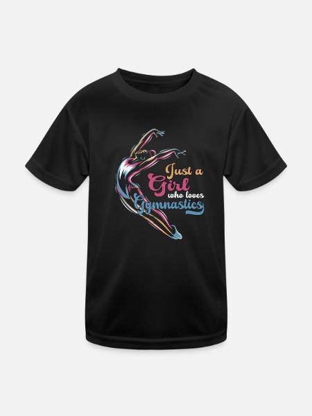 Just a girl who loves gymnastics - Kinder Funktions-T-Shirt - Schwarz - Vorne