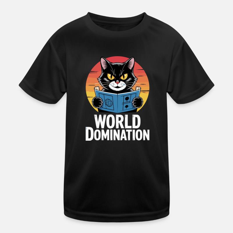 Weltherrschaft – Katze mit großen Plänen Kinder Funktions-T-Shirt