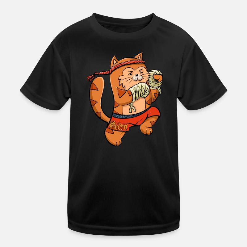 Muay Thai Boxing Kitten Kids Functional T-Shirt