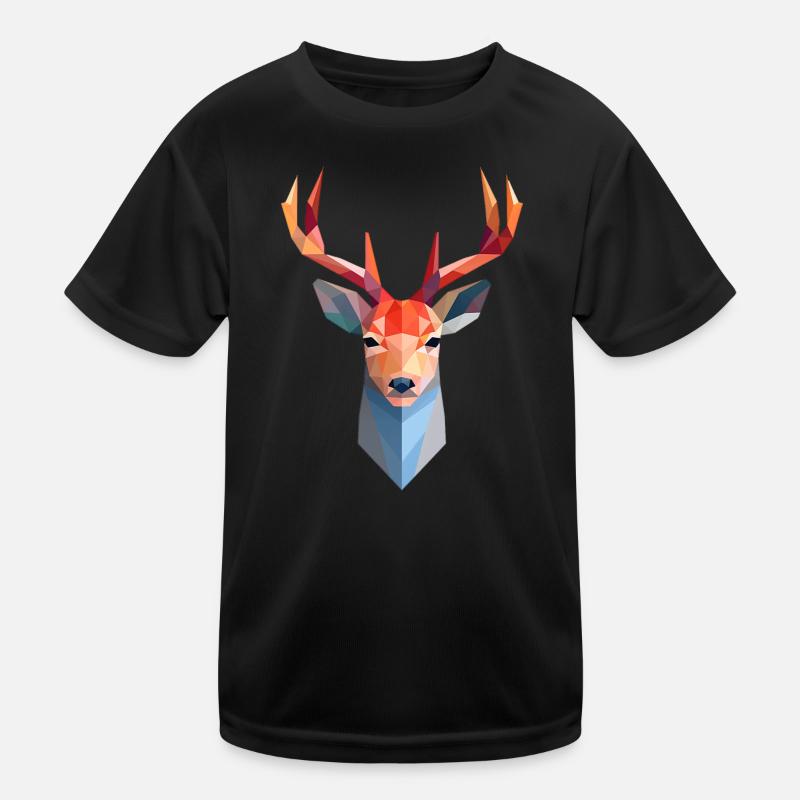 Reh Hirsch Kopf Low Poly Logo Design Kinder Funktions-T-Shirt