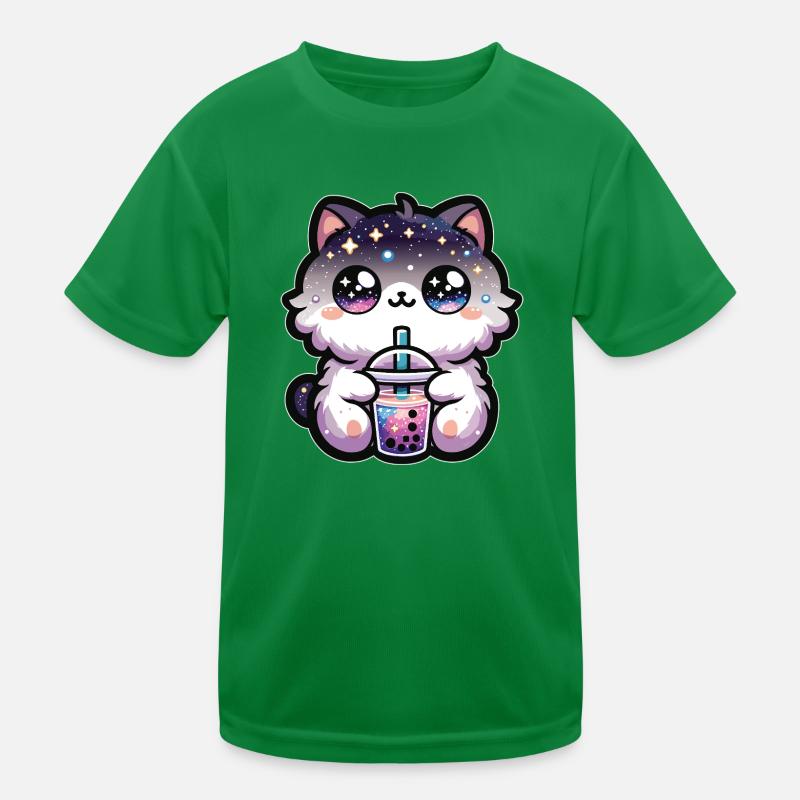 Chats buvant Bubble Tea Galaxy Boba Cat T-shirt sport Enfant