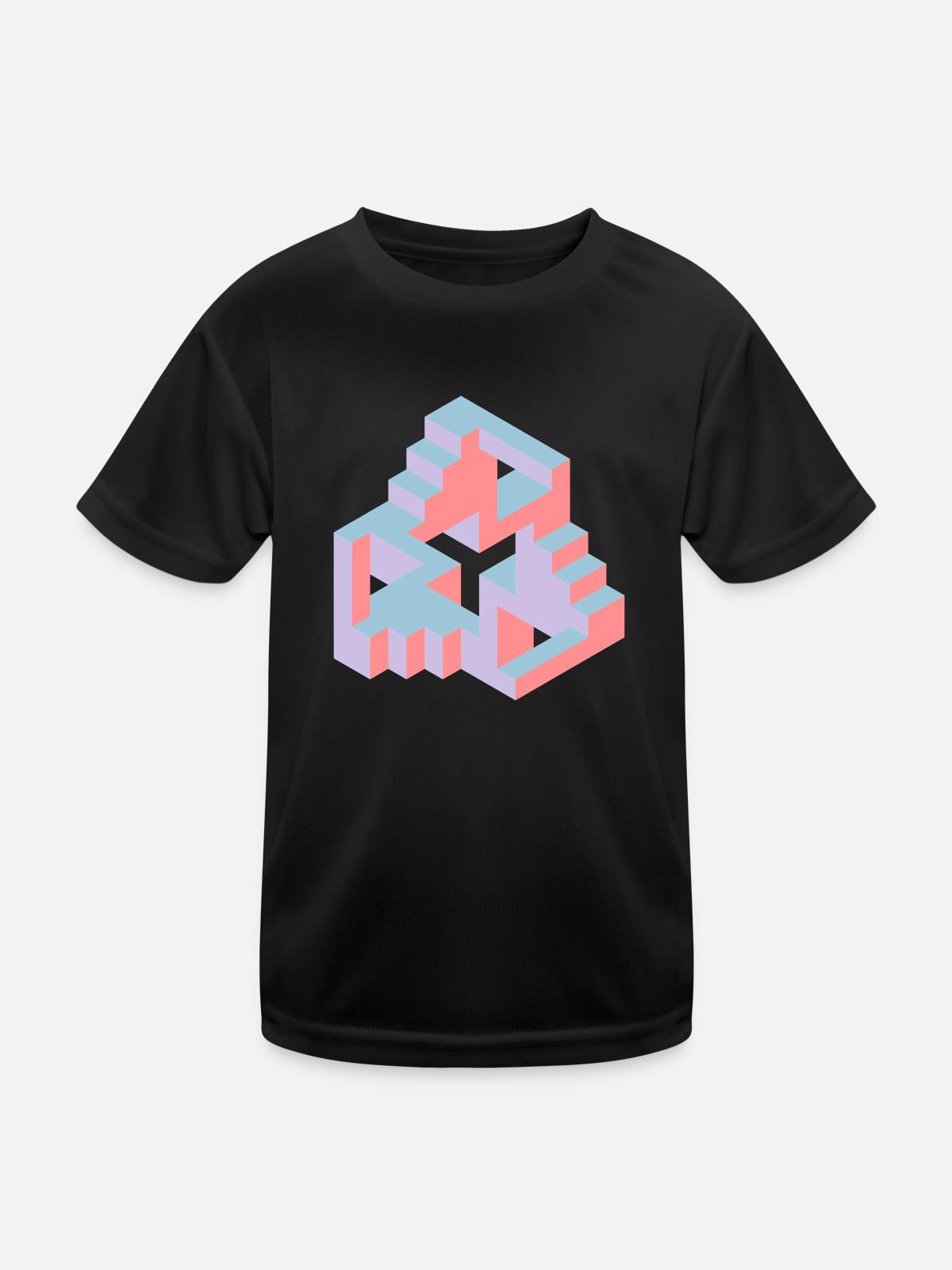Impossible Figures 77B - Kids Functional T-Shirt - black - Front