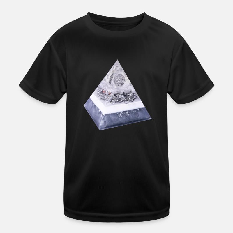 Blume des Lebens Pyramide - Kinder Funktions-T-Shirt - Schwarz