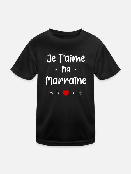 Je t'aime ma Marraine - T-shirt sport Enfant - noir - Devant