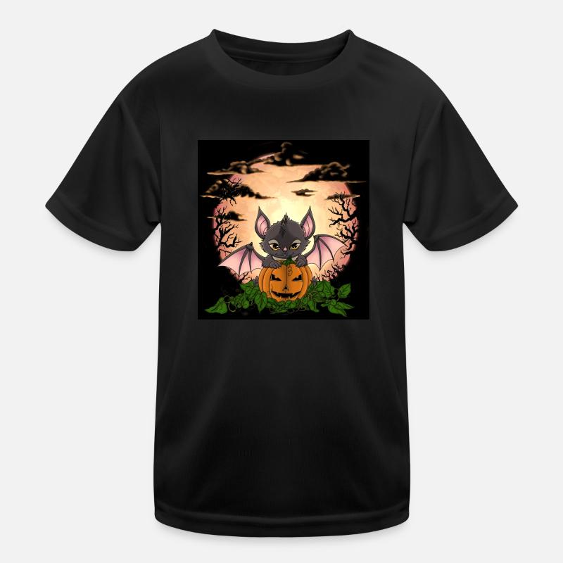Bat before the full moon on Halloween Kids Functional T-Shirt