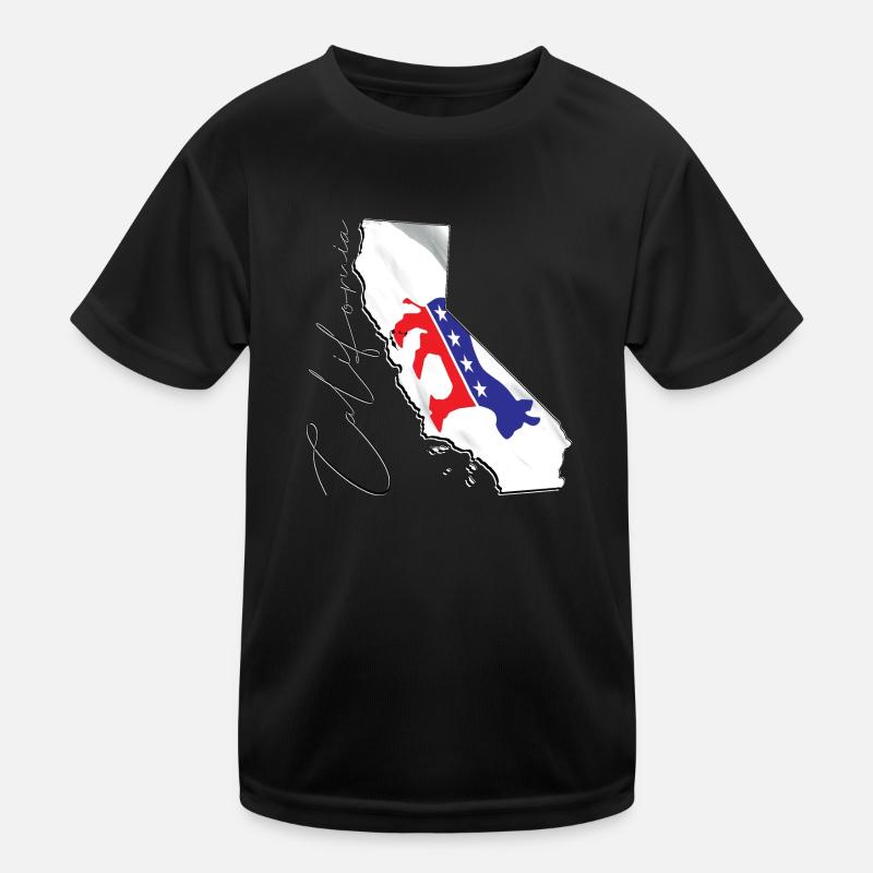 Democrat Flag in California State Map CA Kids Functional T-Shirt