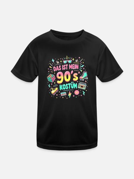 90s Theme Party 90s Costume - I love the 90s - Kids Functional T-Shirt - black - Front