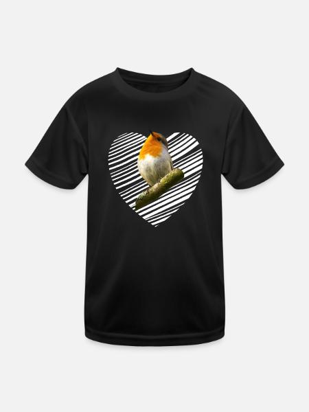 Rotkehlchen Singvogel - Kinder Funktions-T-Shirt - Schwarz - Vorne