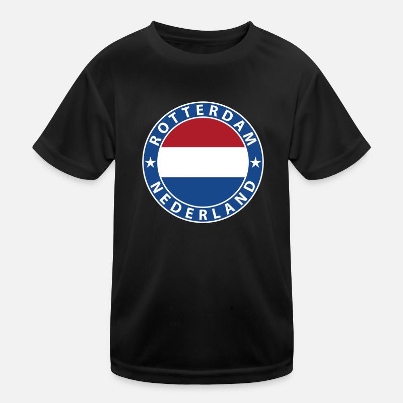 Rotterdam - Kinder Funktions-T-Shirt - Schwarz