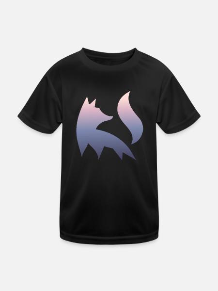 Fox Silhouette Forest Nature Animal Red Fox Forest Animal - Kids Functional T-Shirt - black - Front