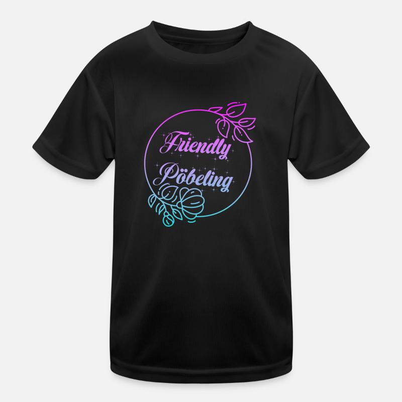 Friendly Pöbeling - Kinder Funktions-T-Shirt - Schwarz