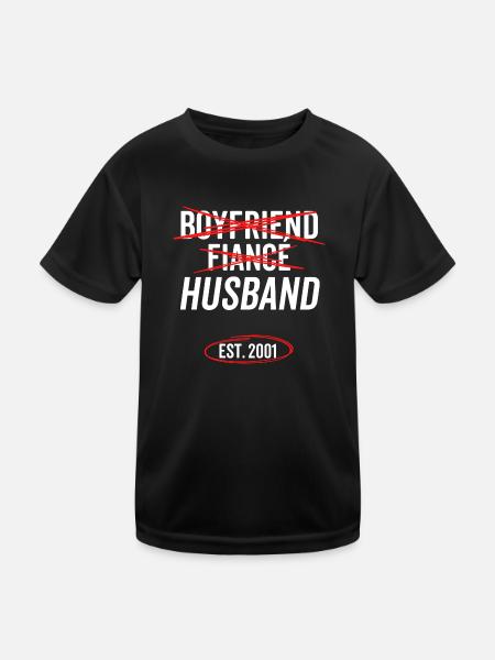 Boyfriend Fiancé Husband Est 2001 - Kids Functional T-Shirt - black - Front
