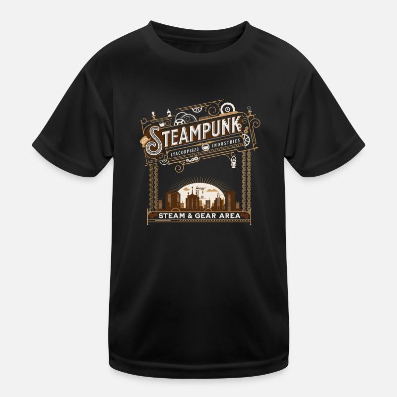 Vintage Steampunk - Gears and Steam Kids Functional T-Shirt