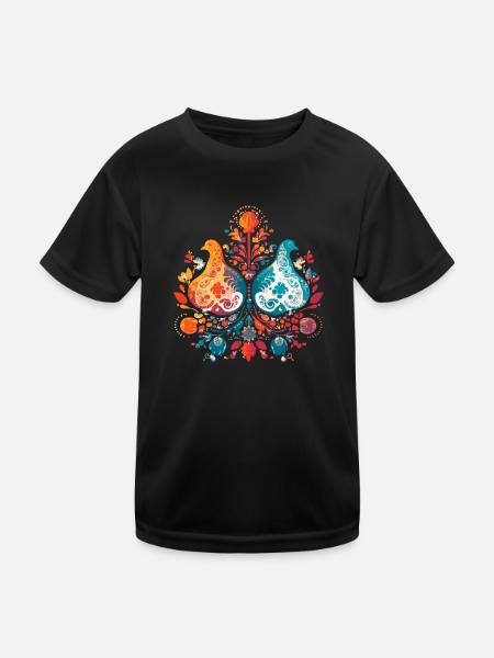 Vintage-Turteltauben - Kinder Funktions-T-Shirt - Schwarz - Vorne