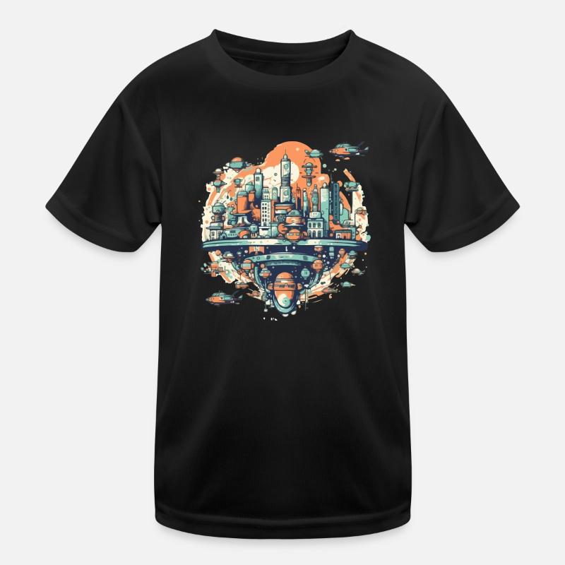 Futuristic city Kids Functional T-Shirt