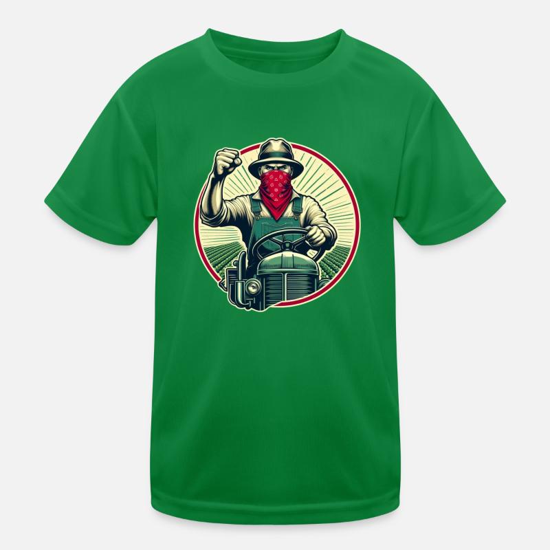 Stikers Farmer on Original Vintage Tractor Kids Functional T-Shirt