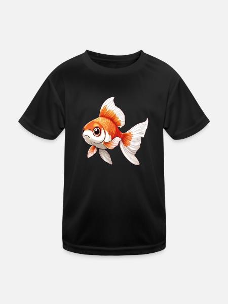 Schleierschwanz Goldfisch Geschenk tolles - Kinder Funktions-T-Shirt - Schwarz - Vorne