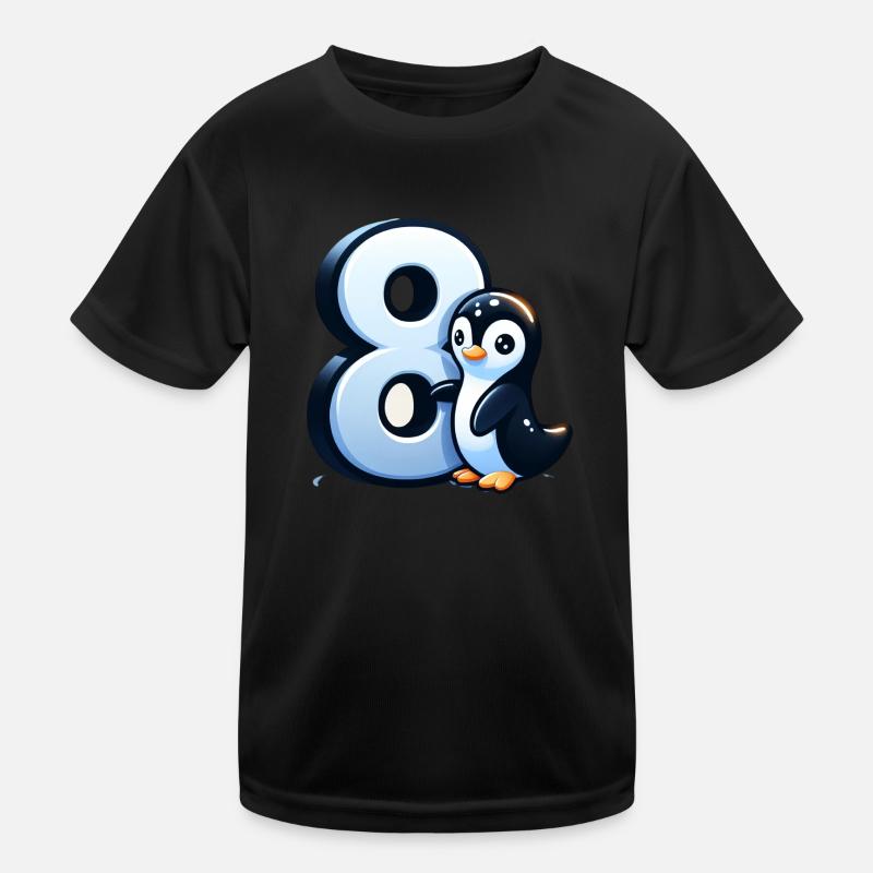 Kinderdesign – Pinguin mit Zahlen Freude Kinder Funktions-T-Shirt