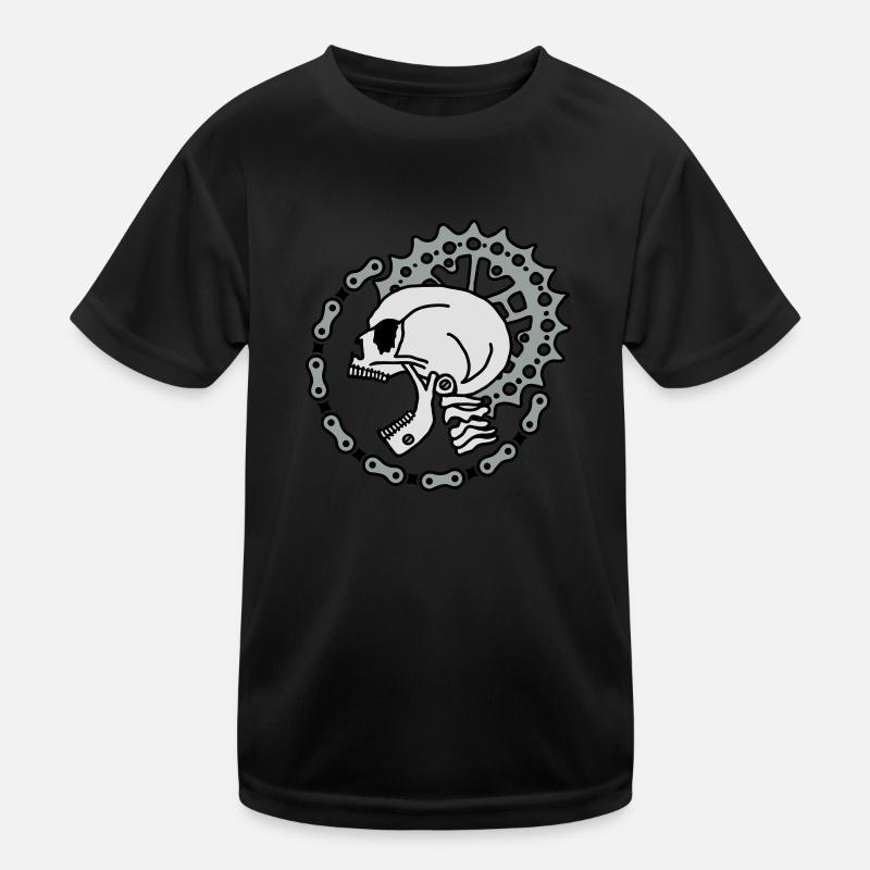 Skull Chain Punk-3c - Kinder Funktions-T-Shirt - Schwarz