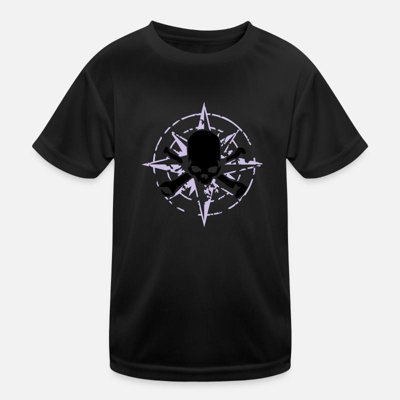 windrose_skull_02_b_2c - Kids Functional T-Shirt - black