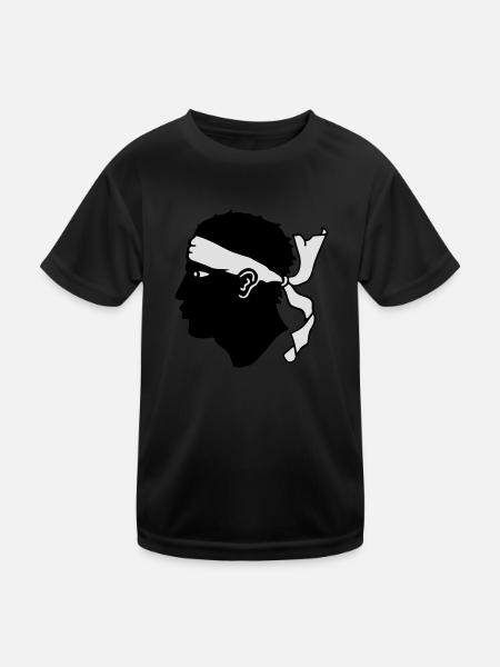 Korsika - Kinder Funktions-T-Shirt - Schwarz - Vorne