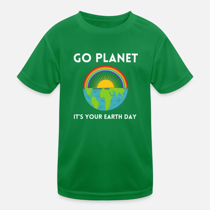 Go Planet It's Your Earth Day Rainbow Kinder Funktions-T-Shirt