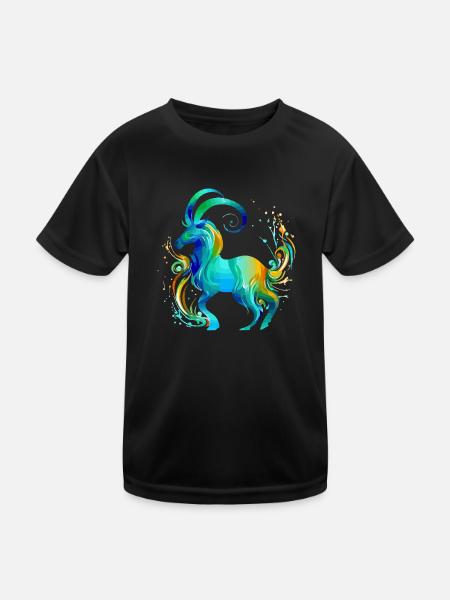 Lolo der Steinbock - Kinder Funktions-T-Shirt - Schwarz - Vorne