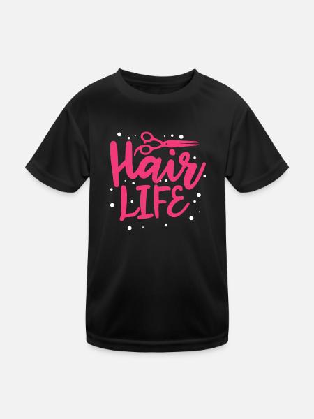 hair life Design for a hairdresser - Kinder Funktions-T-Shirt - Schwarz - Vorne