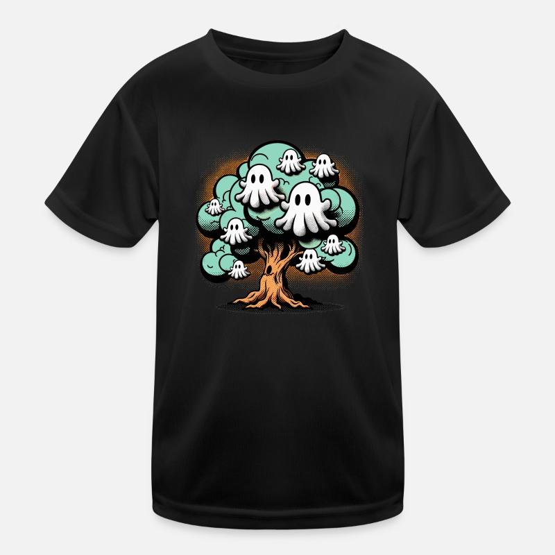 Retro Ghost Tree T-Shirt Kinder Funktions-T-Shirt