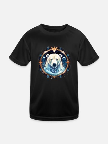 Eisbär mit verschneiten Elementen, Liebesbären - Kinder Funktions-T-Shirt - Schwarz - Vorne