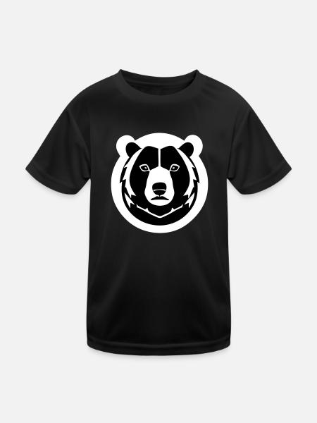 Un ours fort et duveteux dans une traque comique - T-shirt sport Enfant - noir - Devant