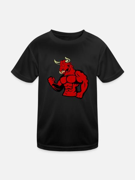 stier - Kinder Funktions-T-Shirt - Schwarz - Vorne