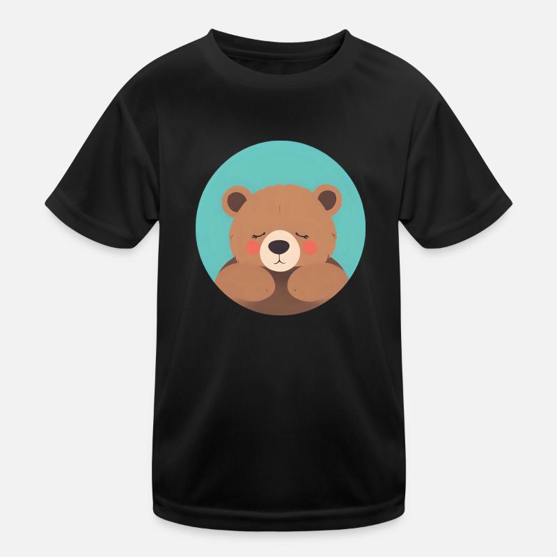 Cuddle-Ready Teddy Bear with Pink Cheeks Kids Functional T-Shirt
