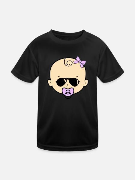 baby girl sonnenbrille - Kinder Funktions-T-Shirt - Schwarz - Vorne