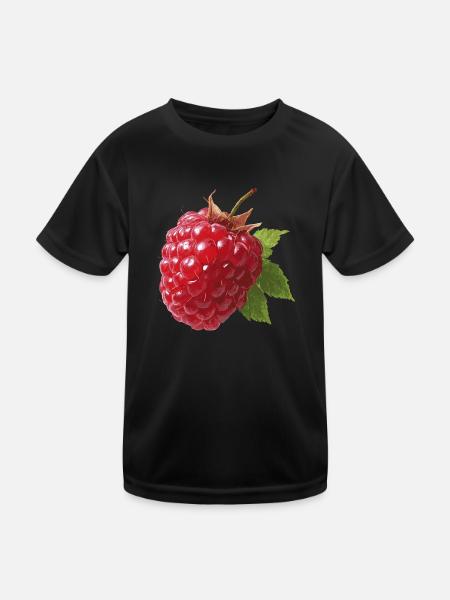rote Himbeere - Kinder Funktions-T-Shirt - Schwarz