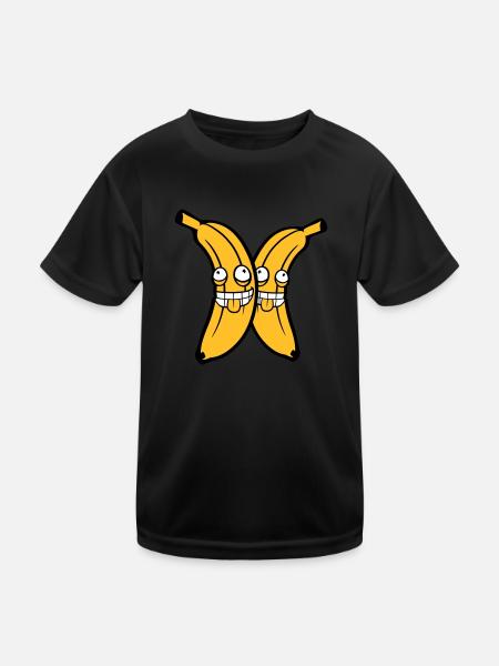 2 freunde team paar banane obst verrueckt grimasse - Kinder Funktions-T-Shirt - Schwarz - Vorne