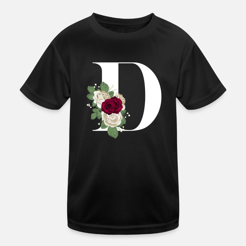 Buchstabe D geblümt Kinder Funktions-T-Shirt