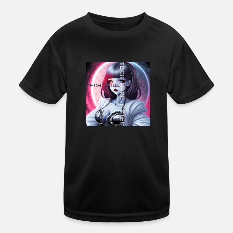 🌙 Umarme das Neon-Mondlicht 🌙 - Kinder Funktions-T-Shirt - Schwarz