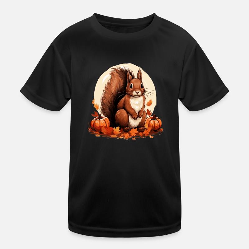 Eichhörnchen - Kinder Funktions-T-Shirt - Schwarz