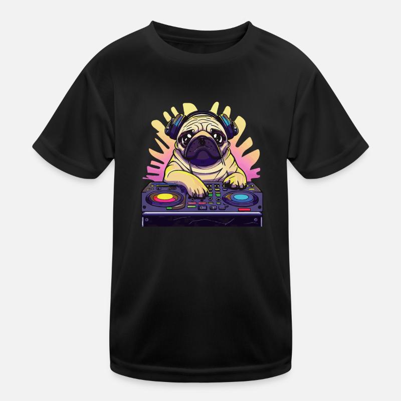 Mops Hund DJ Geschenkidee - DJ Hund Kinder Funktions-T-Shirt